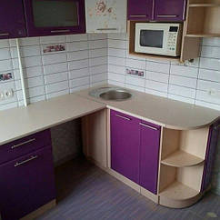 кухня "Хай Тек" - бузок перламутр/білий перламутр з фотодруком