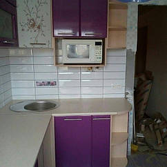 кухня "Хай Тек" - бузок перламутр/білий перламутр з фотодруком