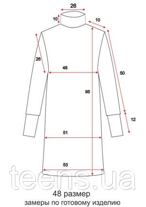 Платье с воротником - рукав на манжете - 48 размер - чертеж Платье с воротником - рукав на манжете - 48 размер - чертеж