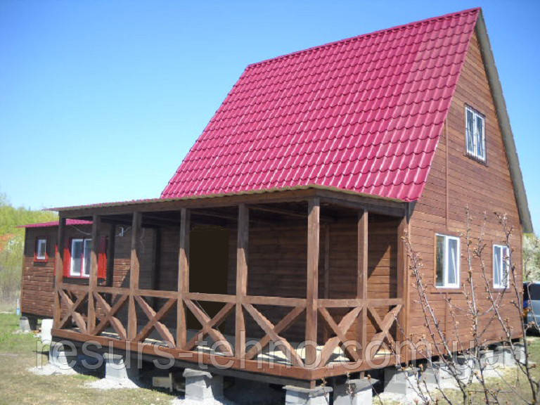 Дерев'яний будинок,каркасний 6 м х 6 м фальшбрус із мансардою