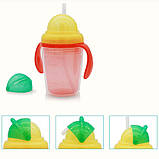 Стакан непроливайка (поїльник) дитячий з м'якою силіконовою трубочкою на 230 мл (жовтий), фото 4