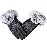 Рукавички з хутром кролика 2 кольори, фото 2