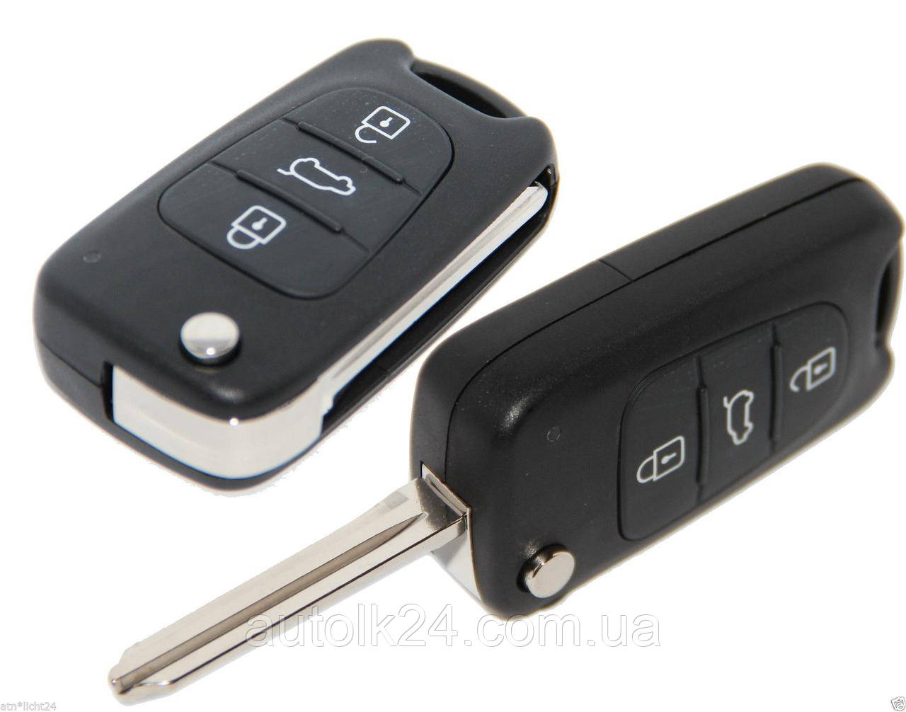 Корпус викидного ключа KIA лезо HYN 14R - 3 кнопки, фото 1