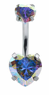 Сережки для пірсингу банан 1.6*10 мм, 2 сердечка, внутрішня різь