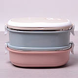 Ланч бокс подвійний Kamille KM-2125 1400мл Ланч бокс для їжі Якісний контейнер для обідів Ланч бокс, фото 2