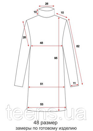 Платье с воротником - прямой рукав - 48 размер - чертеж