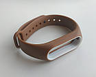 Ремінець Xiaomi Mi Band 2 з рамкою силіконовий браслет Коричневий / Білий 1091P, фото 3