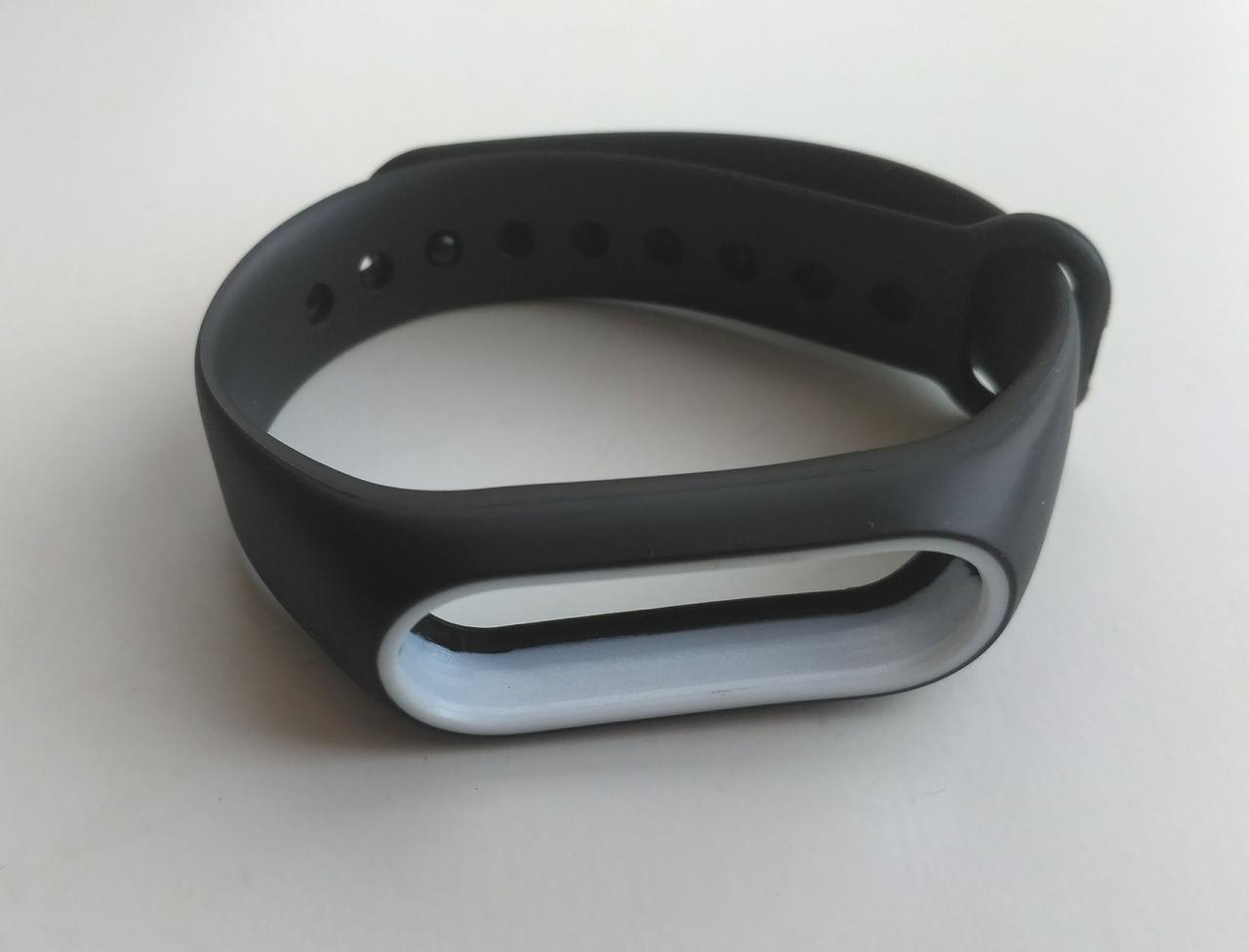 Ремінець Xiaomi Mi Band 2 з рамкою силіконовий браслет Чорний / Білий 1091P