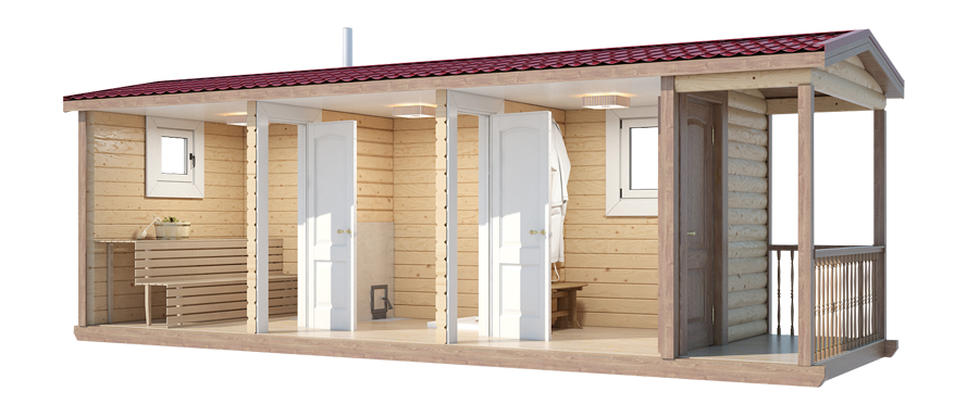 Дерев'яна баня мобільна 6х2,35