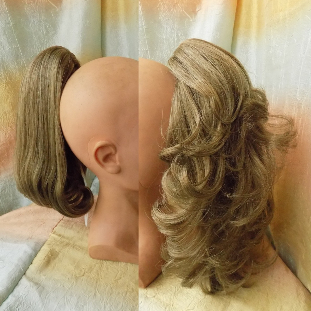 Хвіст шиньйон на двосторонній крабе платиновий блонд з милировкой Т95 -Н16/613, фото 1