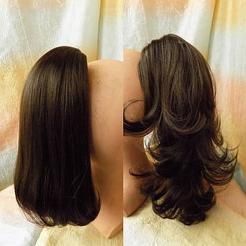 Хвіст шиньон двухсторонній на крабі темно-русий Т95 -8