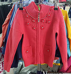 Кофта для дівчаток на замку з коміром-стійкою 