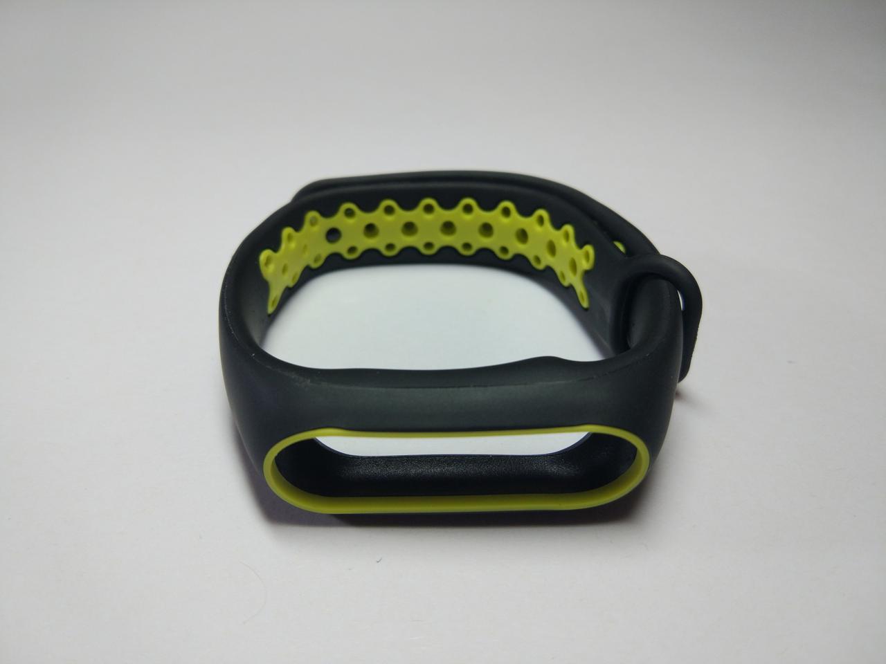 Ремінець Xiaomi Mi Band 2 MiJobs Sport силіконовий перфорований Чорний / Зелений 1090P