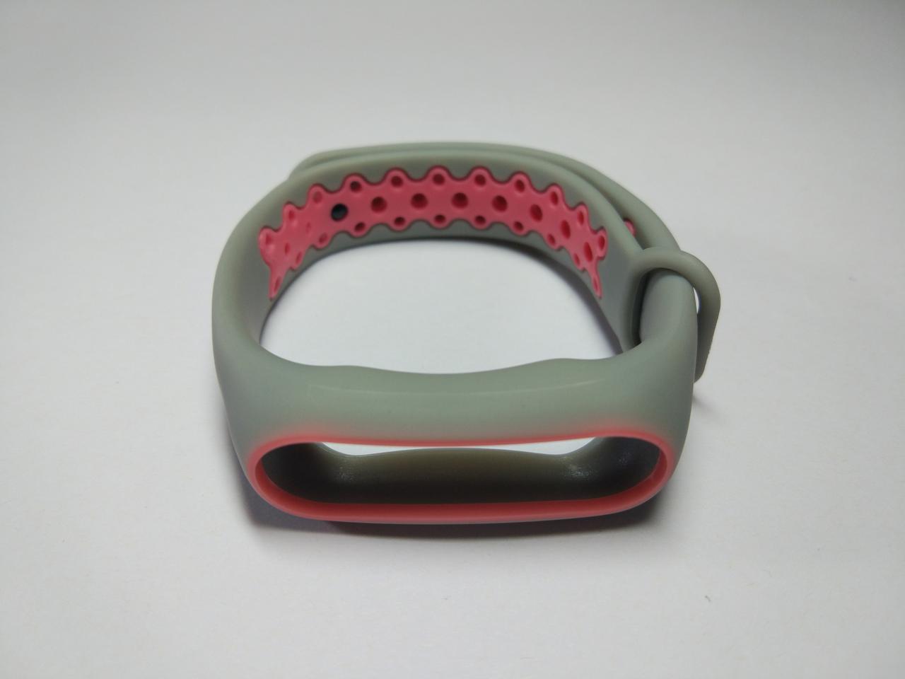 Ремінець Xiaomi Mi Band 2 MiJobs Sport силіконовий перфорований Сірий / Рожевий 1090P