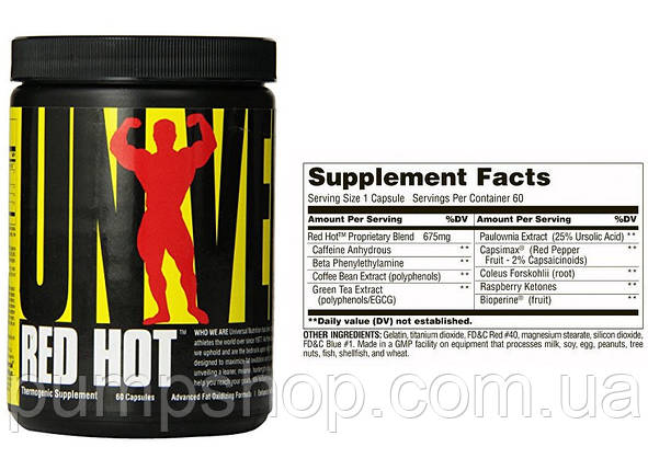 Жироспалювач Universal Nutrition Red Hot - 60 капс., фото 2