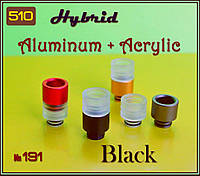 №191 Drip Tip 510 Hybrid. Дрип тип гибридный акрил + алюминий.