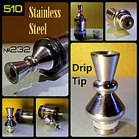 № 232 Drip Tip 510 SS. Дрип тип из нержавеющей стали.