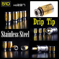 № 237 Stainless Steel 510 Drip Tip Gold / SS. Нержавеющая сталь.