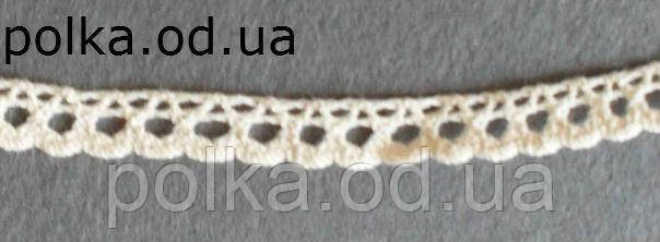 Мереживо в'язане біле бавовна, ширина 1 см, колір білий (1уп=46 м)