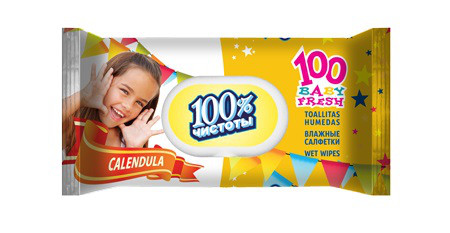 Волога серветка 100шт"100% "Без Запаху" з клапаном (1 пач.)