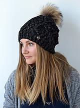 Зимова жіноча шапка с натуральним балабоном, фото 3