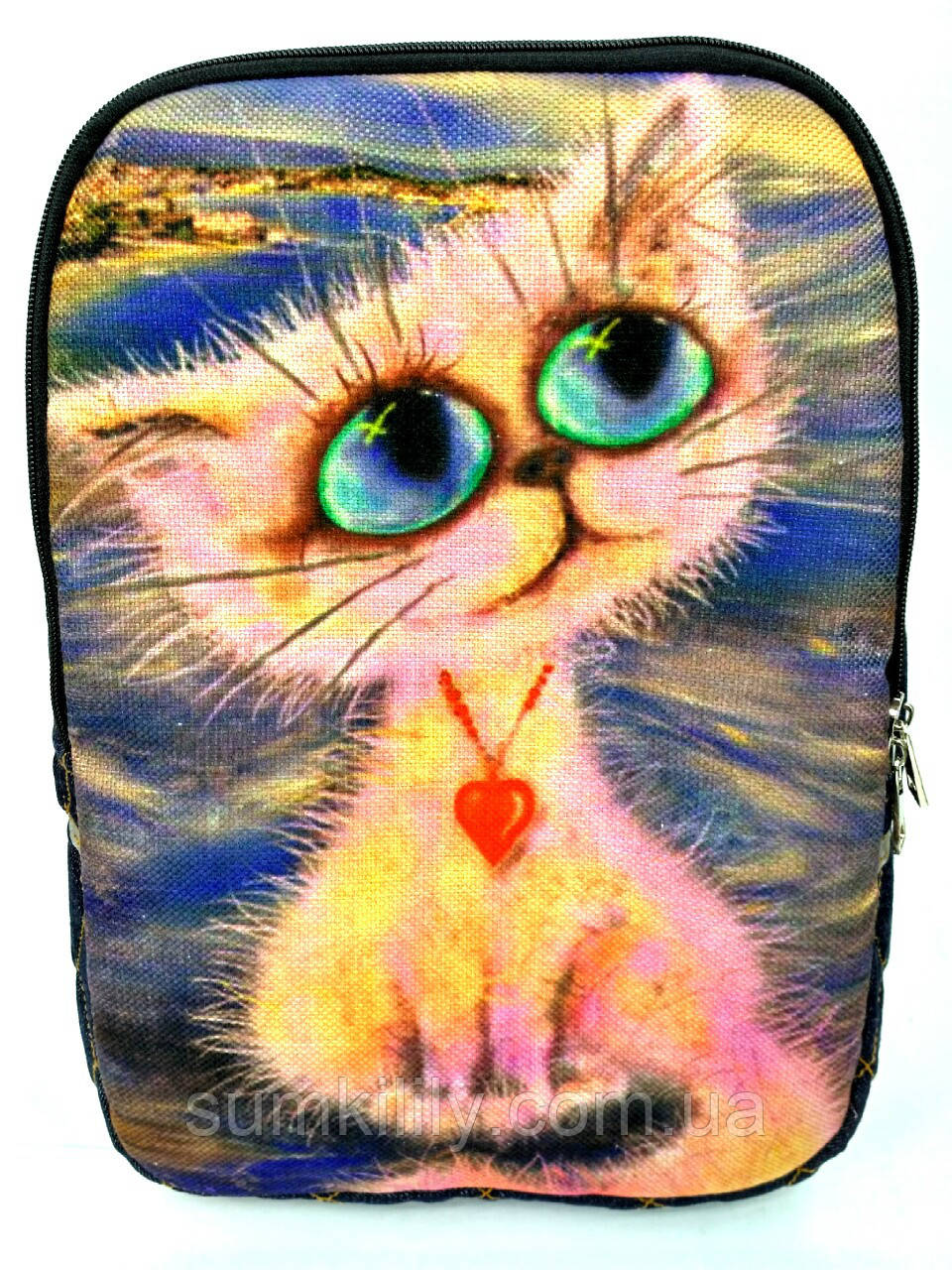 Джинсовий рюкзак Рожева кіца, фото 1