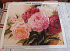 Алмазна вишивка півонії 40х30 см, повна викладка, квадратні стрази, фото 2