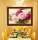 Алмазна вишивка півонії 40х30 см, повна викладка, квадратні стрази, фото 7
