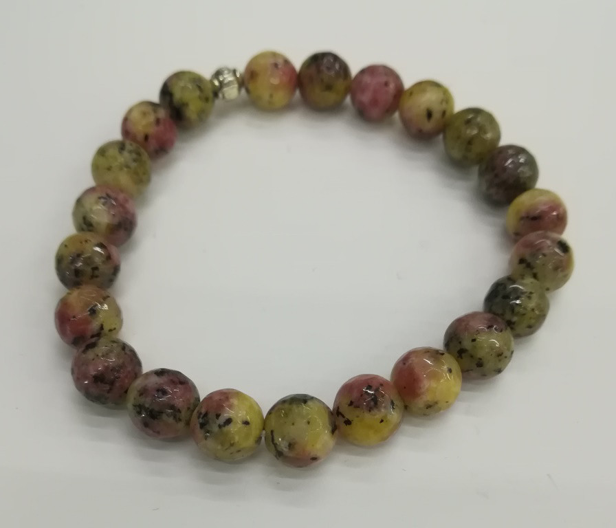 Браслет із натурального каменю, Яшма строкатий, барвисто-червоний, тм Satori/Sb — 0101