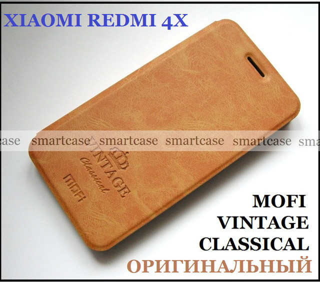 коричневый чехол mofi vintage для Xiaomi redmi 4x купить