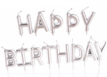 Набор свечей в торт "Happy birthday" серебро - фото 1 - id-p639579535