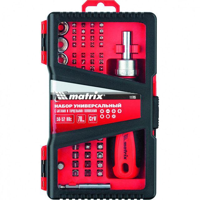 Набір універсальний з бітами і торцевими головками, 78 шт. CrV, MTX (117859)