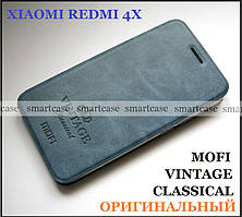 Синій сучасний чохол книжка Xiaomi Redmi 4X Mofi Vintage Classical екошкіряний dark blue