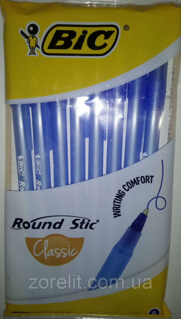 Ручка кулькова BIC раунд стик пауч 8 шт.