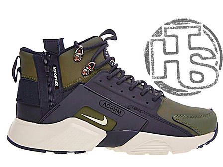 Чоловічі кросівки Nike Air Huarache x ACRONYM MID City LEA Green/Black (термо) 856787-107, фото 2