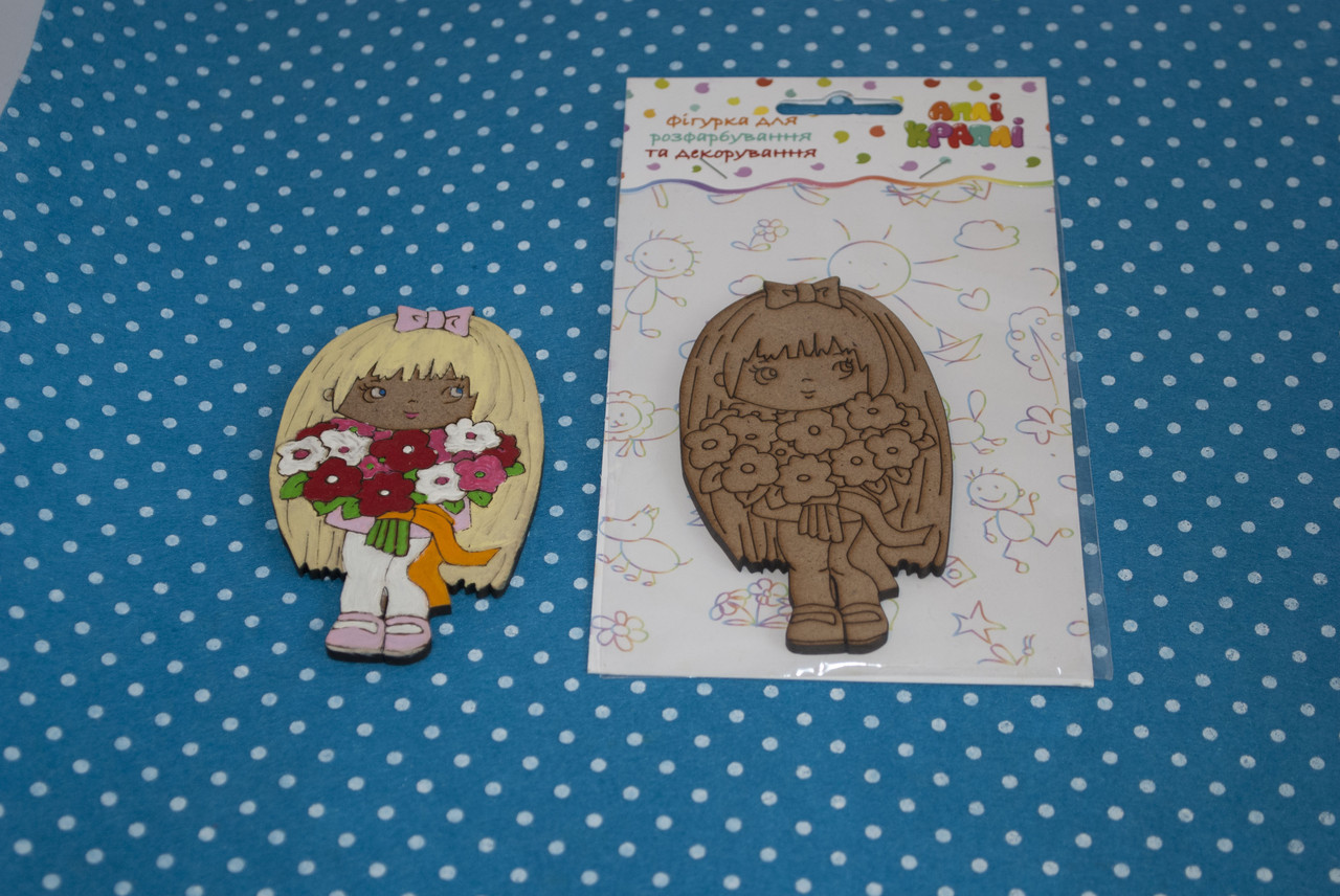 Фігура для декорування з МДФ "Дівчинка з квітами", фото 1