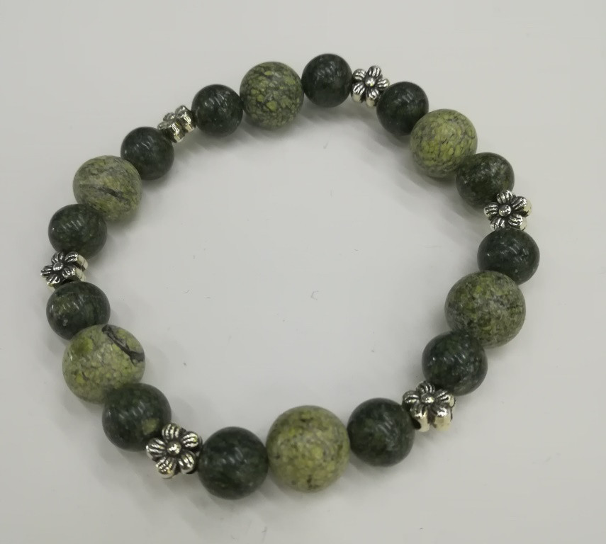 Браслет Змійовик (Серпентин), натуральний камінь, зелений колір і його відтінки, тм Satori \ Sb - 0150