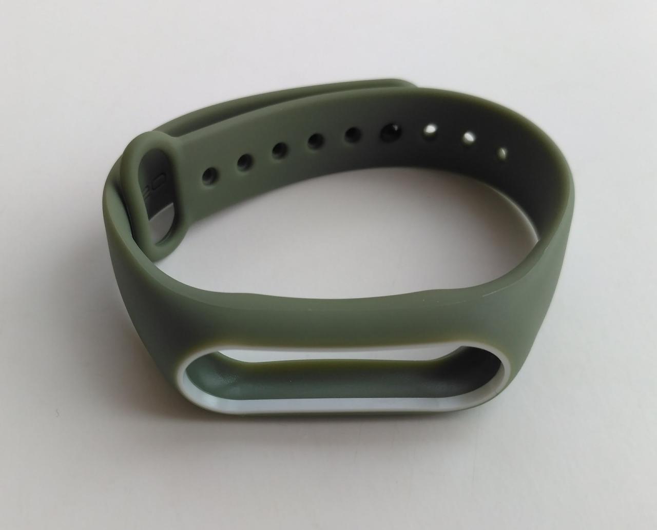 Ремінець Xiaomi Mi Band 2 MiJobs силіконовий з рамкою Хакі / Білий 1088P