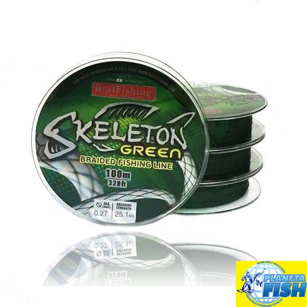 Шнур BratFishing Skeleton X4 Green 100 м 0.90 мм