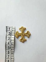 Хрест для церковного одягу малий 3,5х3,5 золото. Хрест вишитий аплікація клейова