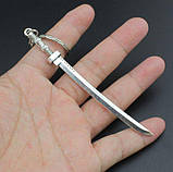 Брелок у вигляді самурайського меча 3D сріблястий метал SKU0000920, фото 3