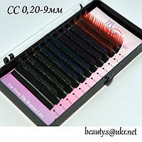 Вії I-Beauty, CC 0,20-9 мм, кольорові кінці, 4 кольори