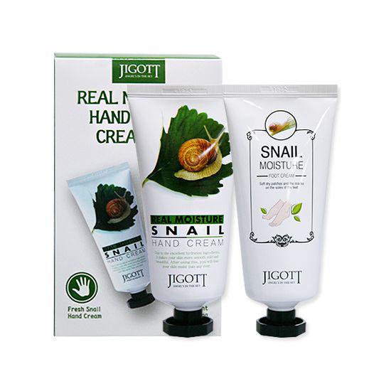 Б'юті-набір для догляду за руками і ногами з равликом Jigott Real Moisture Hand & Foot Cream Set Jigott, фото 1