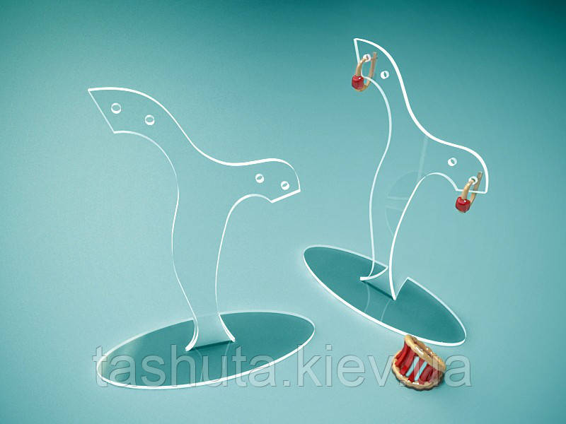 Акрилова підставка під сережки 70Х80 мм (Матеріал: Прозорий акрил 1,8 мм; )