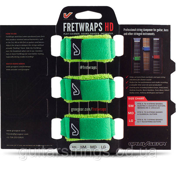 Gruv Gear FW-3PK-GRN-SM FretWraps Sring Muters 3-Pack Leaf Small