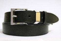 Стильний шкіряний ремінь 35 мм  класичний  прошитий чорною  ниткою 