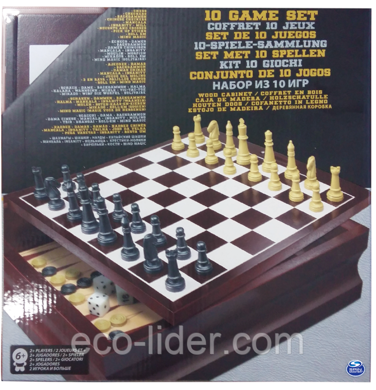 Набор из 10 классических игр (в деревянной коробке) - фото 1 - id-p639912579