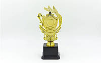 Награда (приз) спортивная с местом под жетон (пластик, h-21см, b-10см, золото)