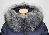 Куртка жіноча зимова приталені, синій, з капюшоном, фото 7
