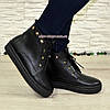 Черевики жіночі шкіряні чорні на товстій підошві, фото 2
